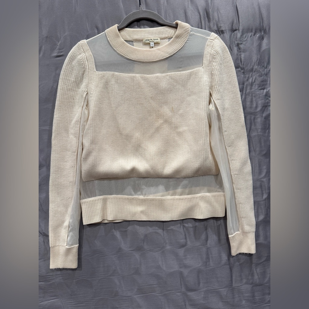 Rag & Bone Cream And Gray Sweater